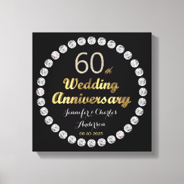60. Diamond Wedding Jubiläum Gold Typografie Leinwanddruck