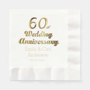 60. Diamond Wedding Jubiläum Gold Typografie Serviette