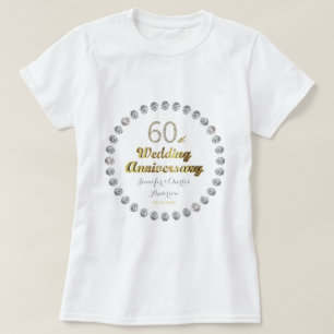 60. Diamond Wedding Jubiläum Gold Typografie T-Shirt