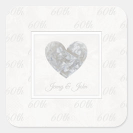 60. Diamond Wedding Jubiläumsaufkleber Quadratischer Aufkleber