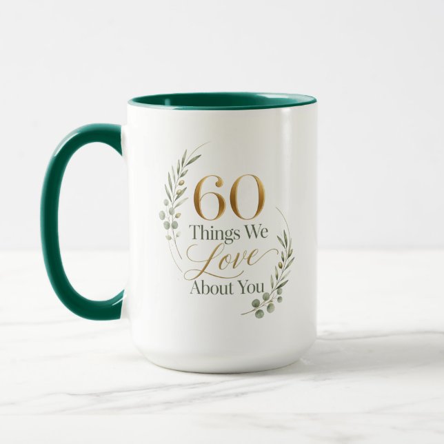 60 Dinge, die wir an Mama lieben Tasse (Links)