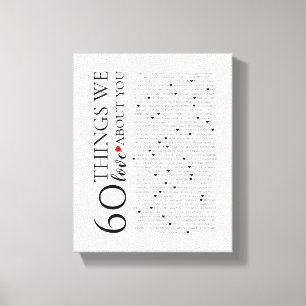 60 Dinge, die wir über Sie Liebe, 70. 80. Geburtst Leinwanddruck