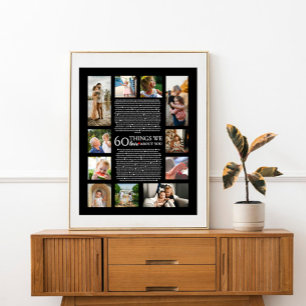 60 Dinge, die wir über Sie Liebe Geburtstag Foto C Poster