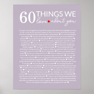 60 Dinge, die wir über Sie Liebe haben, 70. 80. Poster