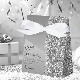 60. Elegant Silver Birthday Geschenkschachtel