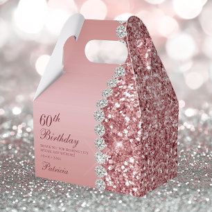 60. Elegante Roségold-Geburtstags Geschenkschachtel