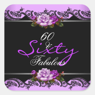 60 Fabelhafte 60. Geburtstagsfeier Mauve-Rosen Quadratischer Aufkleber