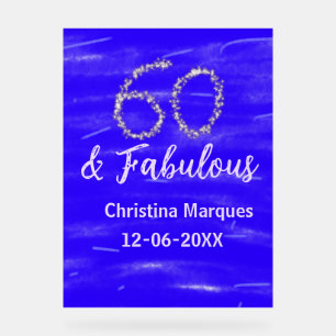 60 & fabelhafte Geburtstagsblauer Silbernamensdatu Acrylschild