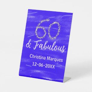 60 & fabelhafte Geburtstagsblauer Silbernamensdatu Sockelschild