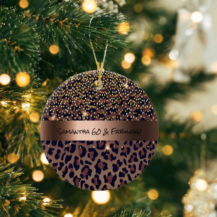 60 & Fabulous Birthday Party Leopard Muster Glasur Keramik Ornament