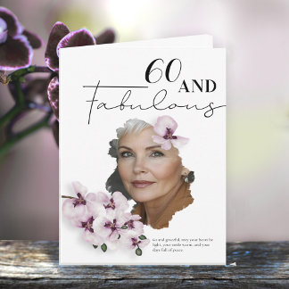 60 & Fabulous Orchideen-Foto-Geburtstagskarte Karte