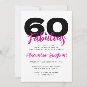 60 & Fantastisch Fette Girly 60. Geburtstagseinlad Einladung