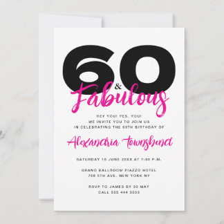 60 & Fantastisch Fette Girly 60. Geburtstagseinlad Einladung