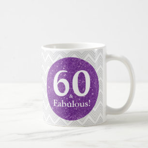 60 & Fantastisch! Geburtstag zum 60. mit lila Glit Kaffeetasse