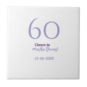 60 & fantastischer Geburtstag lila fett Name Datum Fliese