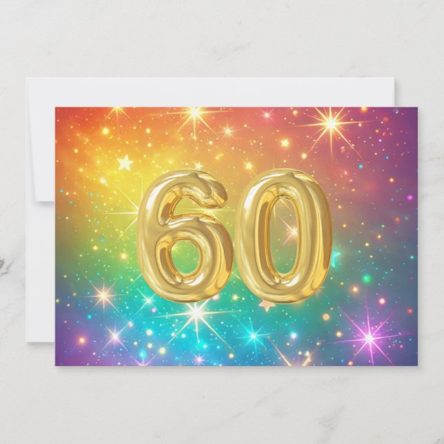 60. Farbenfroher Regenbogenstern Feiertagskarte (Vorderseite)