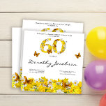 60 Floral Blume 60. Geburtstag Einladung<br><div class="desc">Eine schöne Geburtstagsveranstaltung mit gelber Blume. — Sie können den Text leicht ändern. Verwenden Sie die Option 'Personalisieren' und fügen Sie dann den gewünschten Text in die Felder ein. Oder sie werden leer, wenn Sie keinen gewollt Text hinzufügen. Wenn Sie weitere Anpassungen gewollt haben, wie zum Beispiel den Schriftart, die...</div>