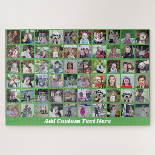 60 Foto-Collage-Raster - Skripttext - grün Puzzle (Horizontal)