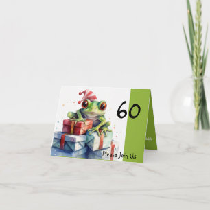 60. Frosch Holiday Birthday gestreift Hut Einladung