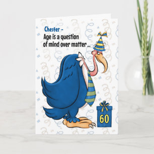 60. Funny Birthday Blue Buzzard mit Name Karte
