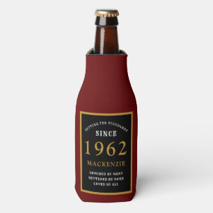 60. Geburtstag 1962 Name Elegant Black Gold Red Flaschenkühler