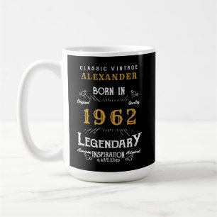 60. Geburtstag 1962 Name Legendary Black Groß Kaffeetasse