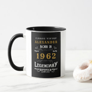 60. Geburtstag 1962 Name Vintag Schwarz Gold hinzu Tasse