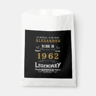 60. Geburtstag 1962 Schwarz Gold Name Retro Geschenktütchen