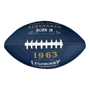 60. Geburtstag 1963 Name Legende Blau Gold Football