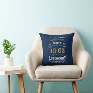 60. Geburtstag 1963 Retro Blau Gold Legendär Kissen