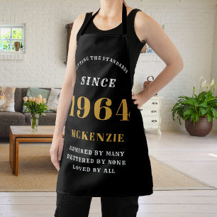 60. Geburtstag 1964 Name Chic Elegant Schwarz Gold Schürze