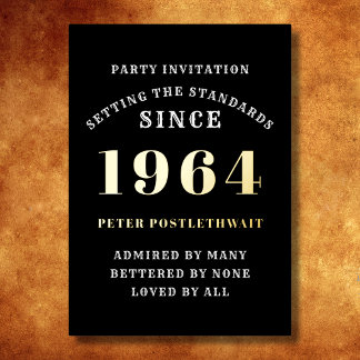 60. Geburtstag 1964 Schwarzes Gold Personalisiert Folieneinladung