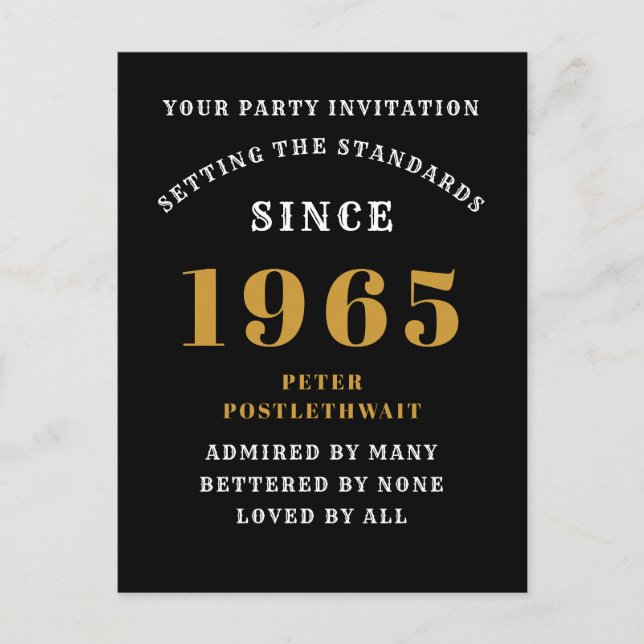 60. Geburtstag 1965 Black Gold Postkarte (Vorderseite)