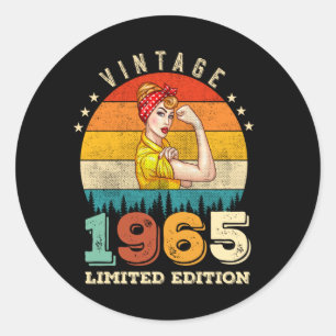 60. Geburtstag 1965 Vintage 60. Geburtstag Frauen Runder Aufkleber