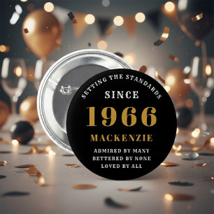 60. Geburtstag 1966 Elegant Chic Schwarz Gold Button