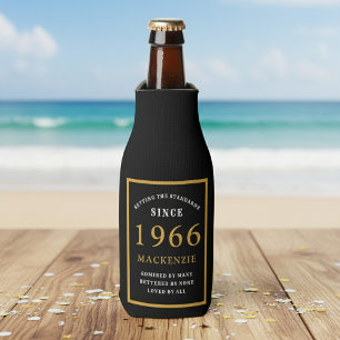 60. Geburtstag 1966 Name Elegant Chic Schwarz Gold Flaschenkühler