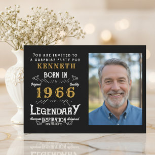 60. Geburtstag 1966 Vintage Schwarz Gold Personali Einladung