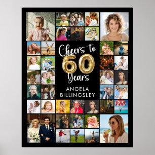 60. Geburtstag 39 Foto Collage Cheers to 60 Years Poster