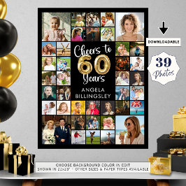 60. Geburtstag 39 Foto Collage Cheers to 60 Years Poster