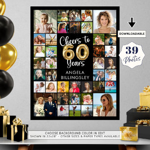 60. Geburtstag 39 Foto Collage Cheers to 60 Years Poster