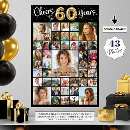 60. Geburtstag 43 Foto Collage Cheers to 60 Years Poster