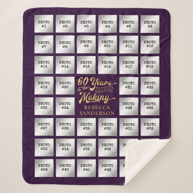 60. Geburtstag 44 Fotocollage Jahre im Making Sherpadecke (Vorderseite)