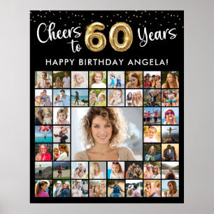 60. Geburtstag 45 Foto-Collage Prost auf die Jahre Poster