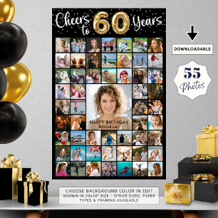 60. Geburtstag 55 Fotocollage jubelt bis Jahre Poster