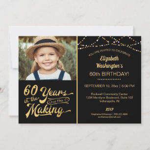 60. Geburtstag 60 JAHRE IM WERDEN Schwarz & Gold Einladung