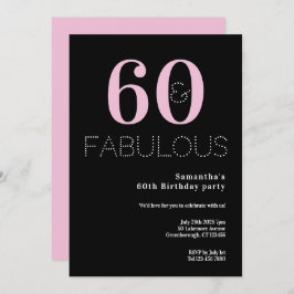 60. Geburtstag 60 und fabelhaftes Black Pink Party Einladung