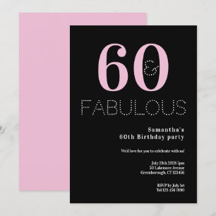 60. Geburtstag 60 und fabelhaftes Black Pink Party Einladung
