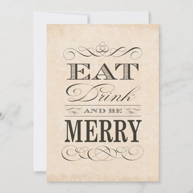 60. Geburtstag Abendessen Party trinken und Merry  Einladung (Vorderseite)