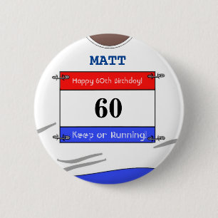 60. Geburtstag Abzeichen für einen Runner (White  Button