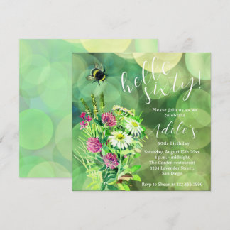 60. Geburtstag Aquarell-Wildblumen Einladung